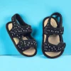Baby Moo Triangle Comfortable Anti-Skid Velcro Floater Sandals - Black