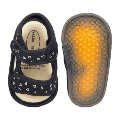 Baby Moo Triangle Comfortable Anti-Skid Velcro Floater Sandals - Black