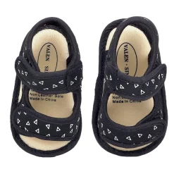 Baby Moo Triangle Comfortable Anti-Skid Velcro Floater Sandals - Black