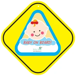 Baby Moo Triangular Baby On Board With Vacuum Suction Cup Clip - Blue