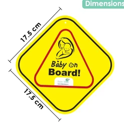 Baby Moo Triangular Baby On Board With Vacuum Suction Cup Clip - Yellow