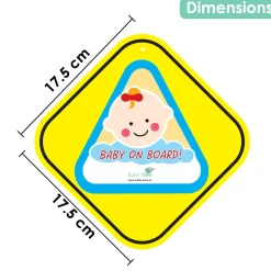 Baby Moo Triangular Baby On Board With Vacuum Suction Cup Clip - Blue