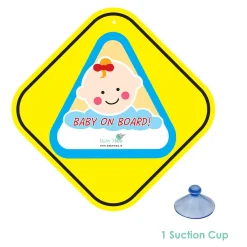 Baby Moo Triangular Baby On Board With Vacuum Suction Cup Clip - Blue