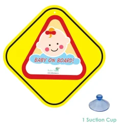 Baby Moo Triangular Baby On Board With Vacuum Suction Cup Clip - Red