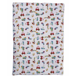 Baby Moo Truck And Car Soft Velvet U Pillow, 2 Side Bolsters Mattress Set - Multicolour