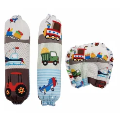 Baby Moo Truck And Car Velvet Side Bolster And U Shape Matching Pillow Set - Multicolour