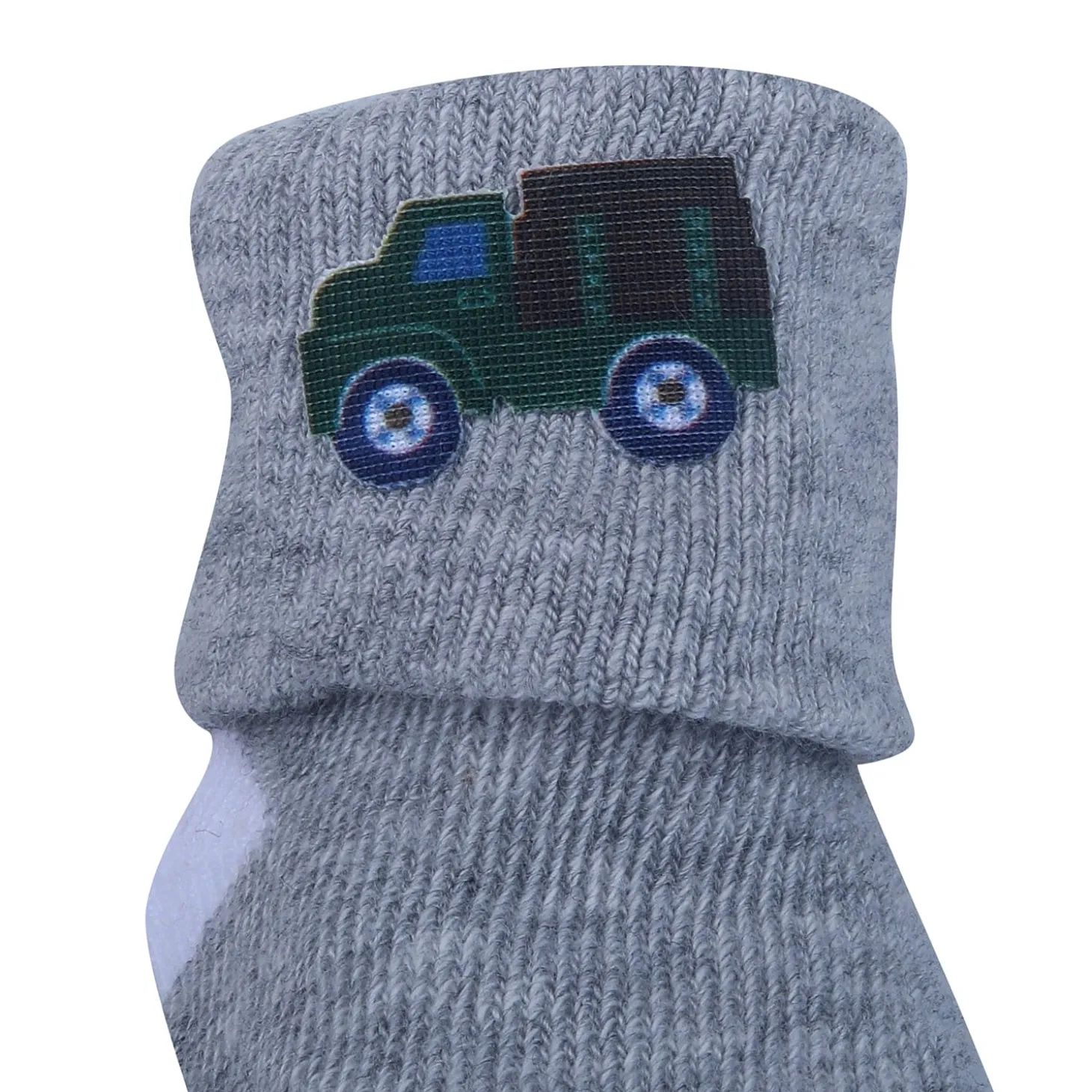 Baby Moo Truck And Stripes Newborn Breathable Infant Cotton Socks - Grey