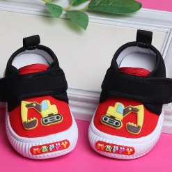 Baby Moo Truck Applique Velcro Strap Anti-Skid Chu Chu Sound Sneakers - Red