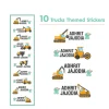 Baby Moo Truck Personalised Name Self Adhesive Transparent Embossed Stickers, 3D Labels 10 Pcs Stationery Set for Children - Mustard