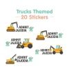 Baby Moo Truck Personalised Name Self Adhesive Transparent Embossed Stickers, 3D Labels 20 Pcs Stationery Set for Children - Mustard