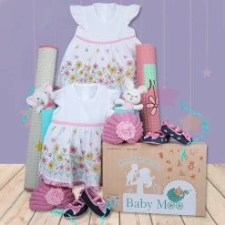 Baby Moo Twin Baby Girl Gift Hamper Pink 10 Pcs - 0-9M Sizes Available