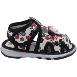 Baby Moo Unicorn Applique Floral Print Velcro Strap Anti-Skid Chu Chu Sound Sandals - Green