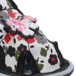 Baby Moo Unicorn Applique Floral Print Velcro Strap Anti-Skid Chu Chu Sound Sandals - Green