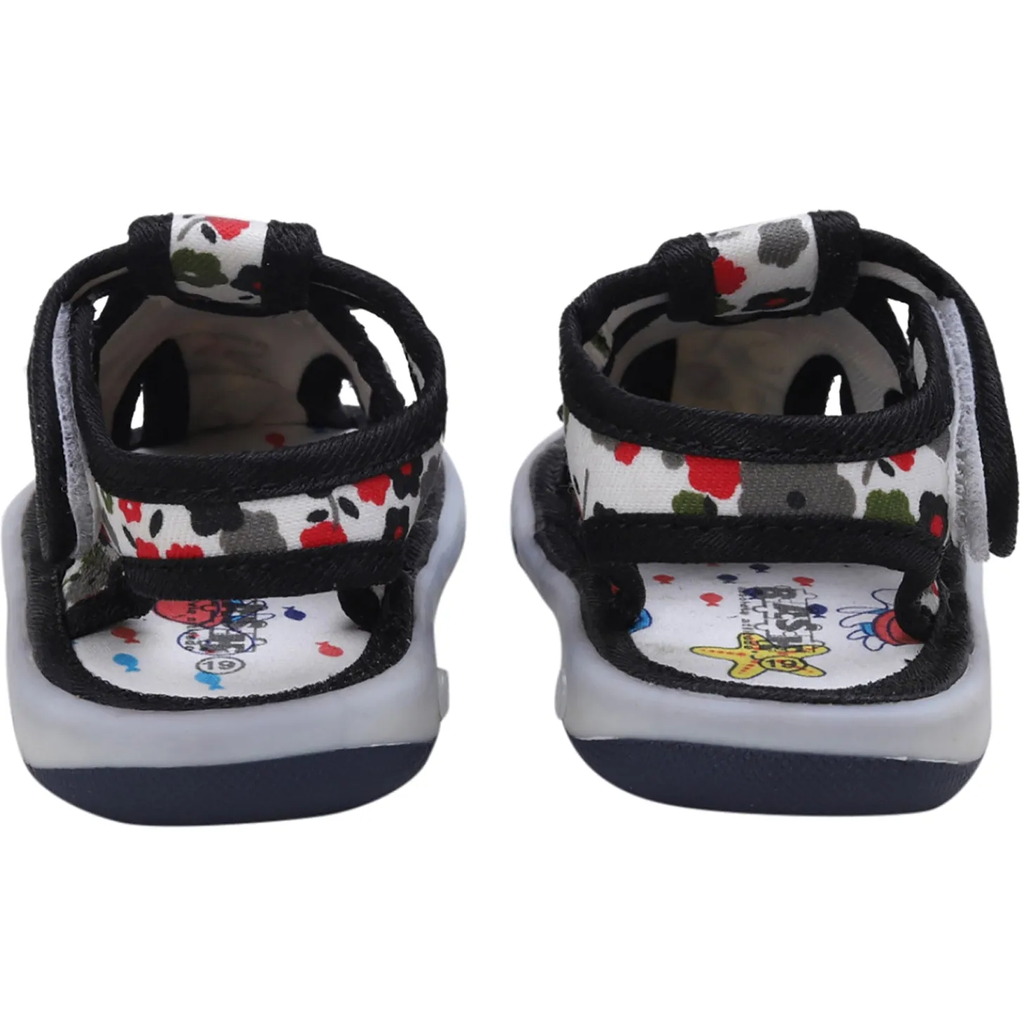 Baby Moo Unicorn Applique Floral Print Velcro Strap Anti-Skid Chu Chu Sound Sandals - Green