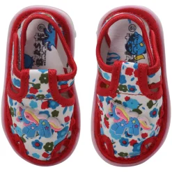 Baby Moo Unicorn Applique Floral Print Velcro Strap Anti-Skid Chu Chu Sound Sandals - Blue