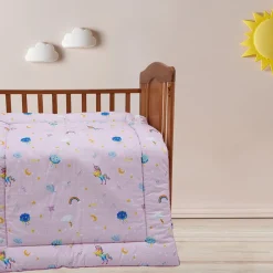 Baby Moo Unicorn Bedding Gift Set 2 Bolsters, U Pillow, Mattress And Quilt Set - Pink