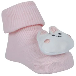 Baby Moo Unicorn 3D Rattle Anti-Skid Socks Booties Pack of 3 - Pink