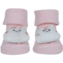 Baby Moo Unicorn 3D Rattle Anti-Skid Socks Booties Pack of 3 - Pink