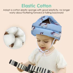 Baby Moo Unicorn Head Protection Adjustable Cushioned Safety Helmet - Blue