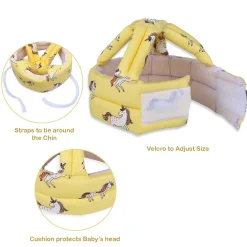 Baby Moo Unicorn Head Protection Adjustable Cushioned Safety Helmet - Yellow
