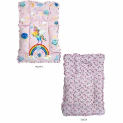 Baby Moo Unicorn Mattress With Fixed Neck Pillow And Bolsters - Pink