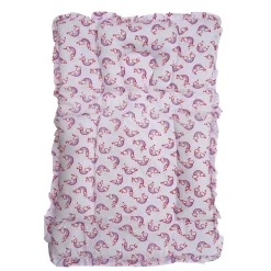 Baby Moo Unicorn Mattress With Fixed Neck Pillow And Bolsters - Pink