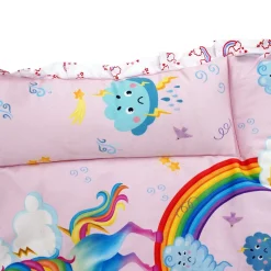 Baby Moo Unicorn Mattress With Fixed Neck Pillow And Bolsters - Pink