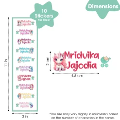 Baby Moo Unicorn Personalised Name Self Adhesive Transparent Embossed Stickers, 3D Labels 10 Pcs Stationery Set for Children - Purple