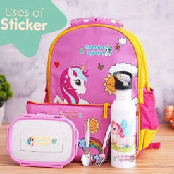 Baby Moo Unicorn Personalised Name Self Adhesive Transparent Embossed Stickers, 3D Labels 10 Pcs Stationery Set for Children - Purple