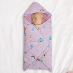 Baby Moo Unicorn Premium Quilted Hood Wrapper - Pink