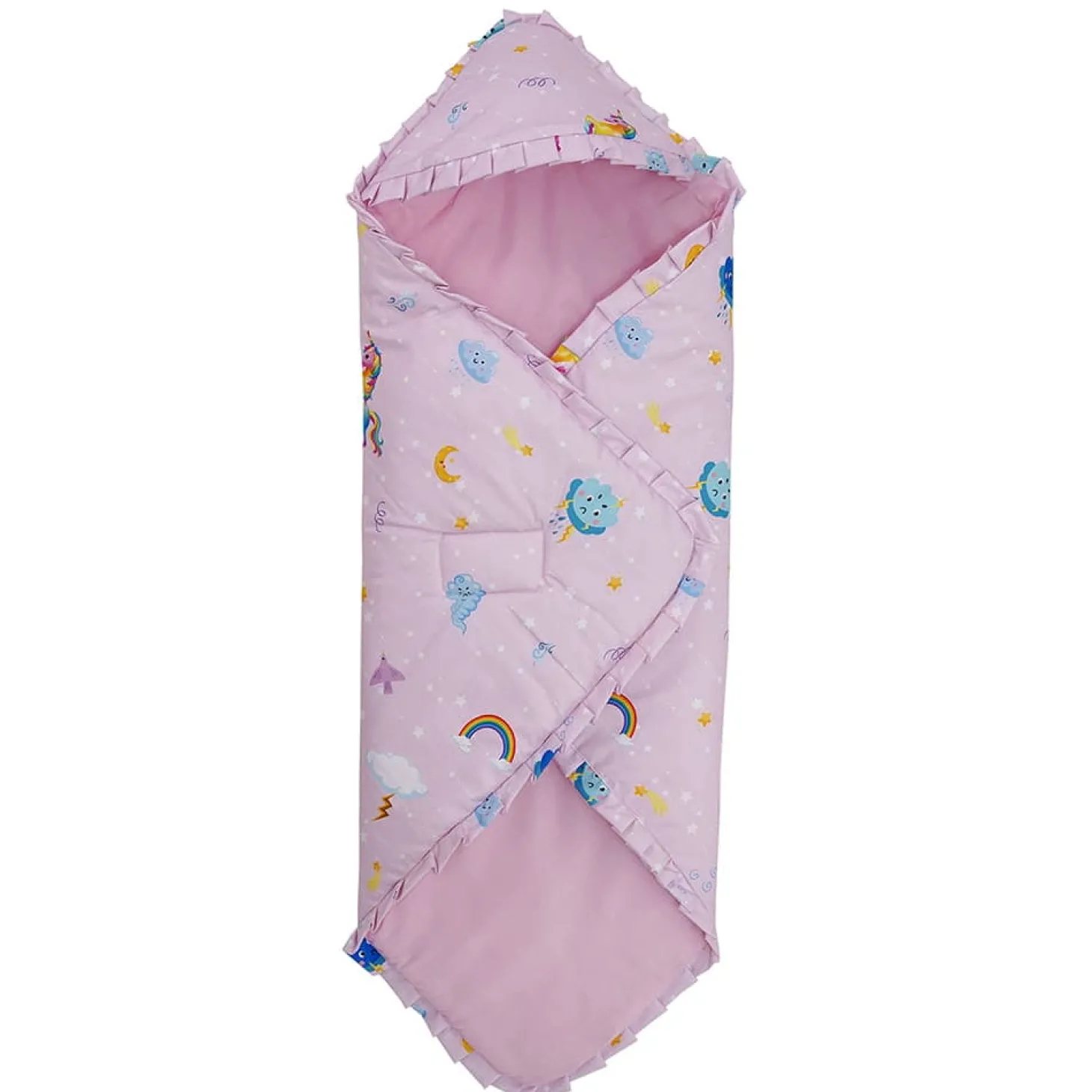 Baby Moo Unicorn Premium Quilted Hood Wrapper - Pink