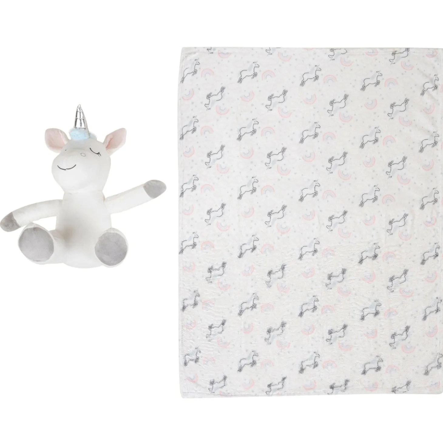 Baby Moo Unicorn Snuggle Buddy Soft Rattle and Plush Blanket Gift Toy Blanket - Pink