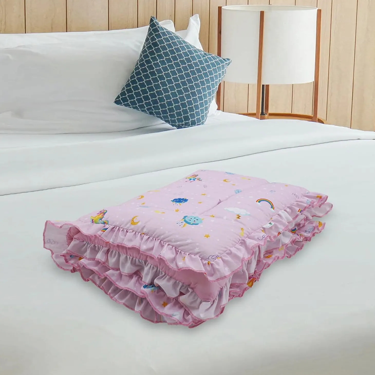 Baby Moo Unicorn Soft Frill Large Duvet Quilt - Pink