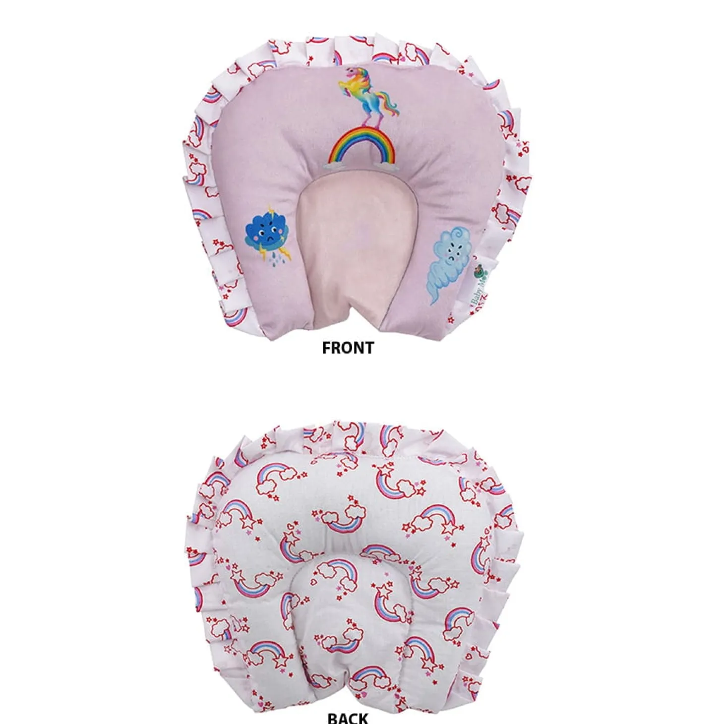 Baby Moo Unicorn Soft Velvet U Pillow, Side Bolsters 5 Pcs Mattress And Blanket Set - Pink