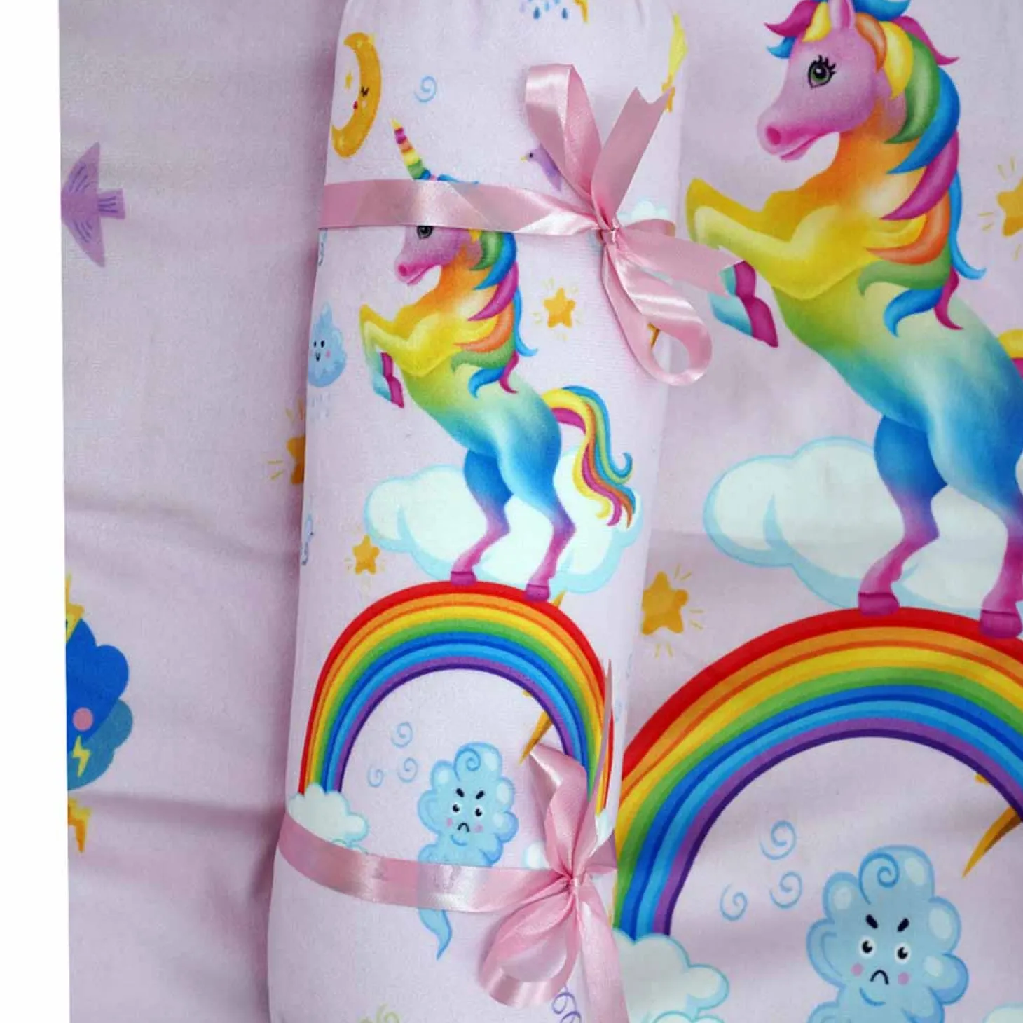 Baby Moo Unicorn Soft Velvet U Pillow, 2 Side Bolsters Mattress Set - Pink