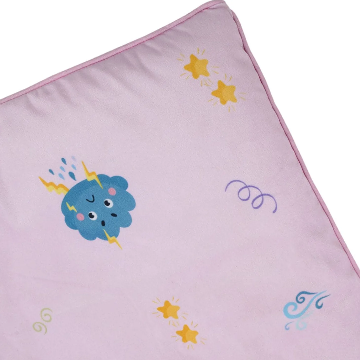 Baby Moo Unicorn Soft Velvet U Pillow, 2 Side Bolsters Mattress Set - Pink