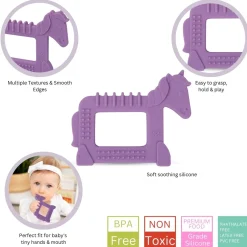 Baby Moo Unicorn Soothing Silicon Teether BPA And Toxin Free - Purple