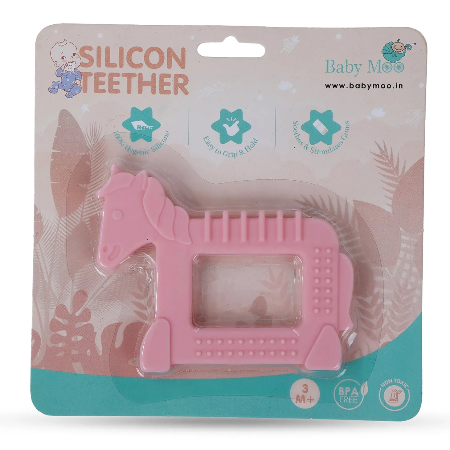 Baby Moo Unicorn Soothing Silicon Teether BPA And Toxin Free - Pink