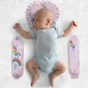 Baby Moo Unicorn Velvet Side Bolster And U Shape Matching Pillow Set - Pink