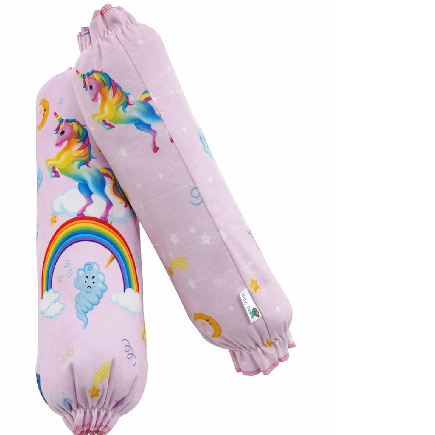 Baby Moo Unicorn Velvet Side Bolster And U Shape Matching Pillow Set - Pink