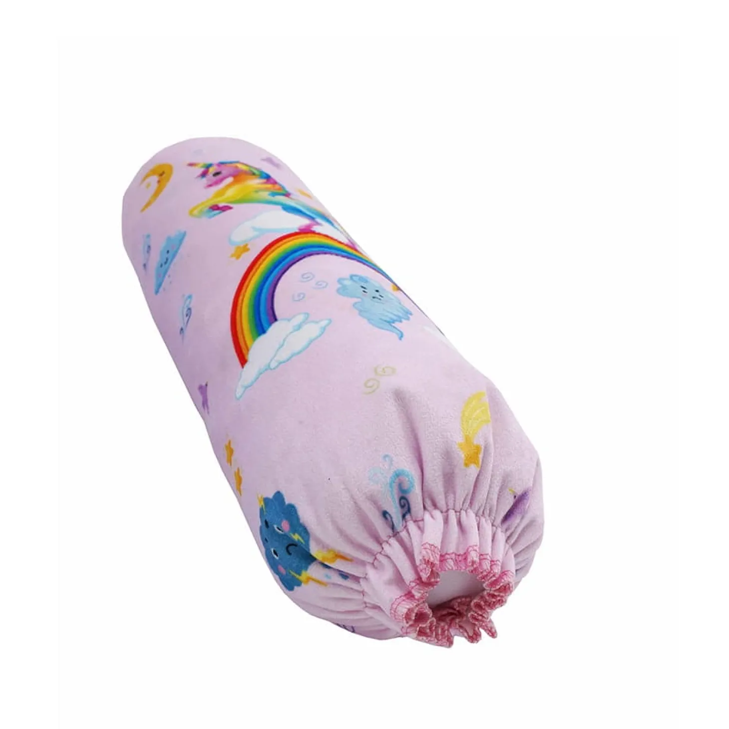 Baby Moo Unicorn Velvet Side Bolster And U Shape Matching Pillow Set - Pink