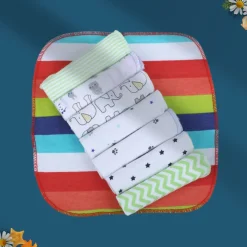 Baby Moo Unisex Cotton 20 x 20 cm Soft Hosiery Wash Cloth - Multicolour
