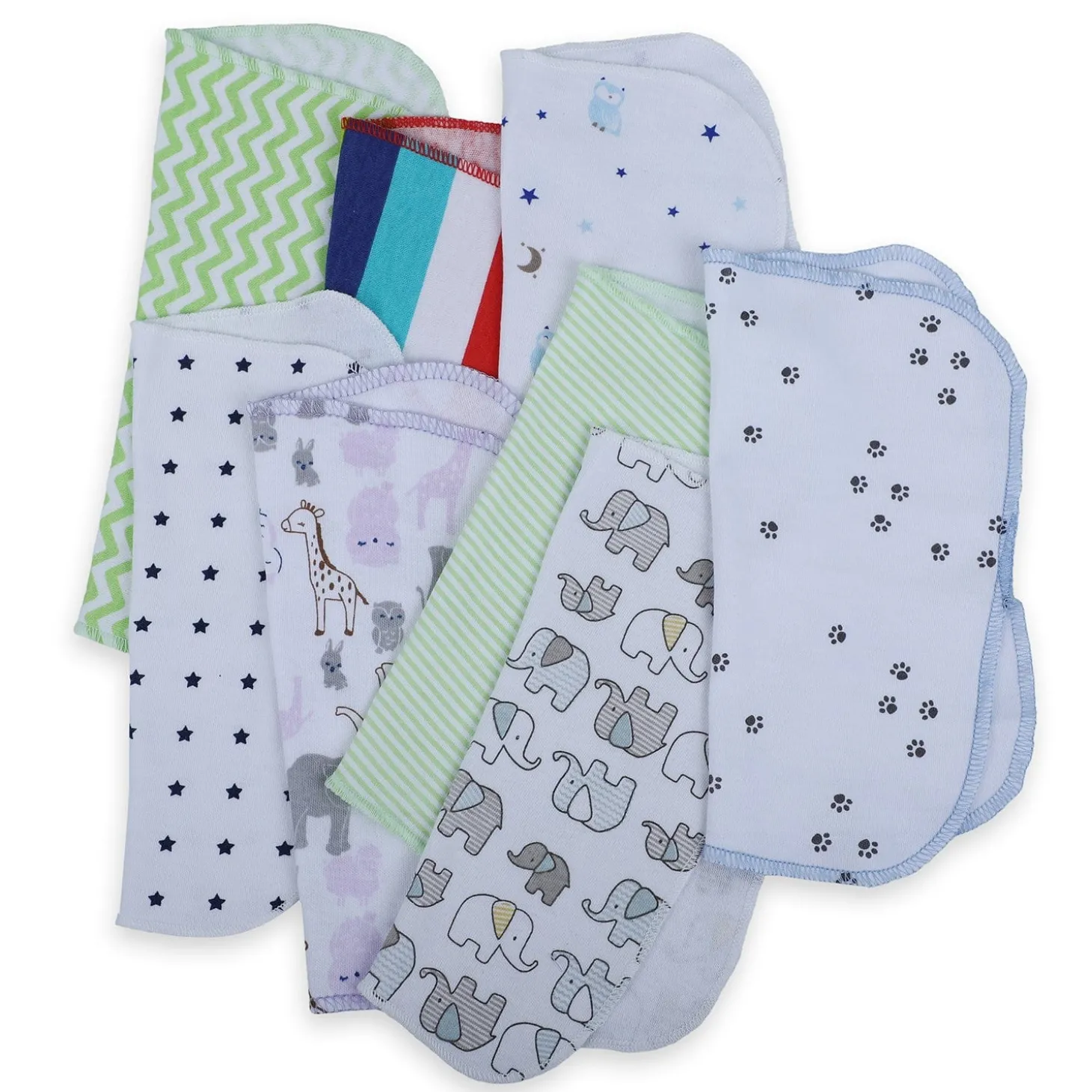 Baby Moo Unisex Cotton 20 x 20 cm Soft Hosiery Wash Cloth - Multicolour