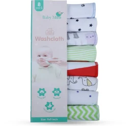 Baby Moo Unisex Cotton 20 x 20 cm Soft Hosiery Wash Cloth - Multicolour