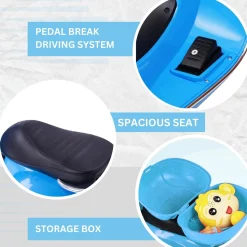 Baby Moo Vespa Rechargeable Battery Operated Bike With Music & Light With Remote - Blue