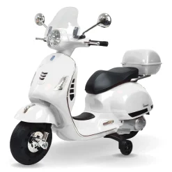 Baby Moo Vespa Rechargeable Battery Operated Bike With Music & Light With Remote - White