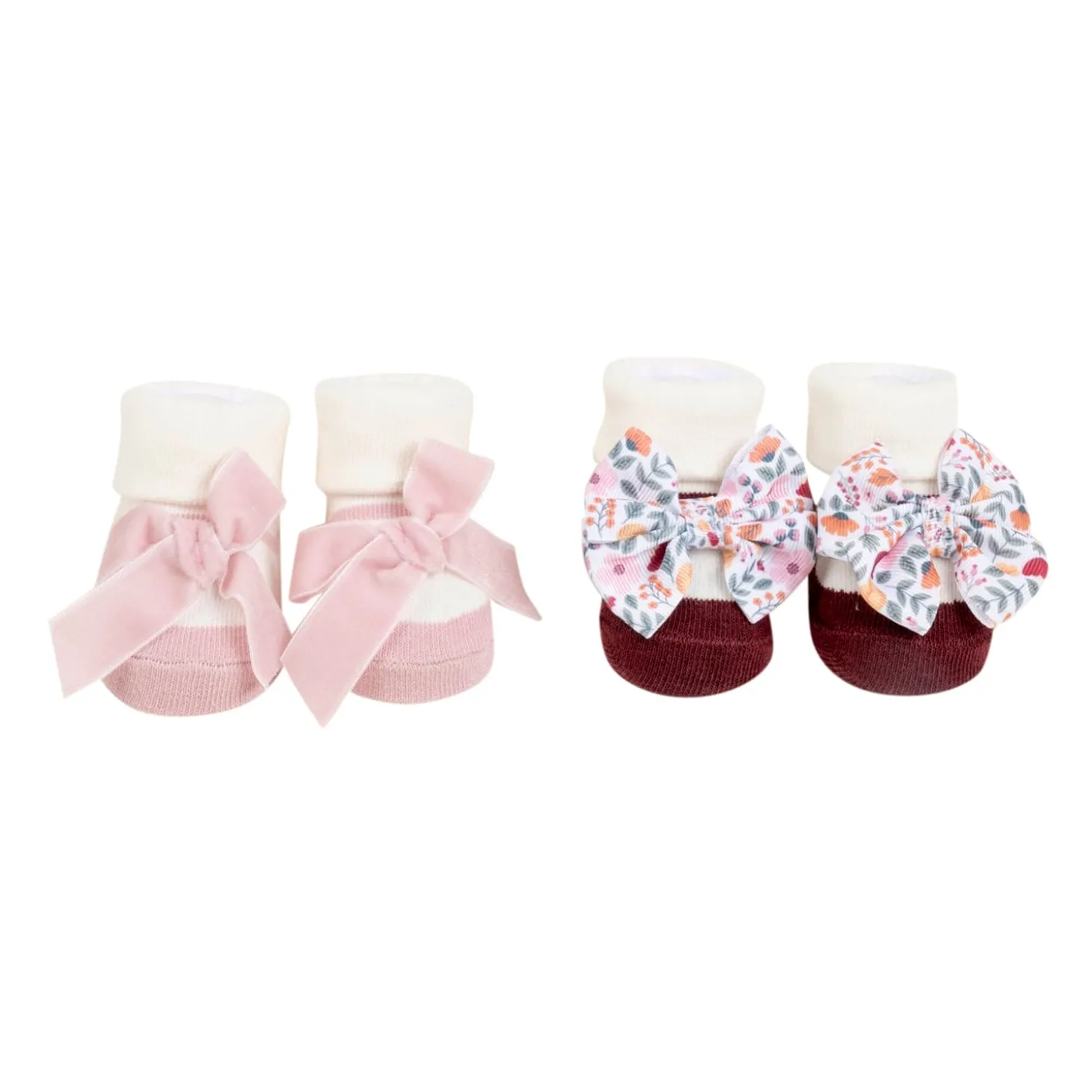 Baby Moo Vibrant Infant Girl 4-Piece Gift Hairband And Socks Set - Pink