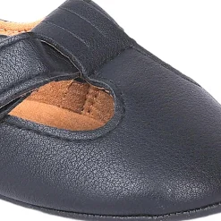 Baby Moo Vintage Vegan Leather T-Strap Anti-Skid Ballerina Pram Shoes - Black