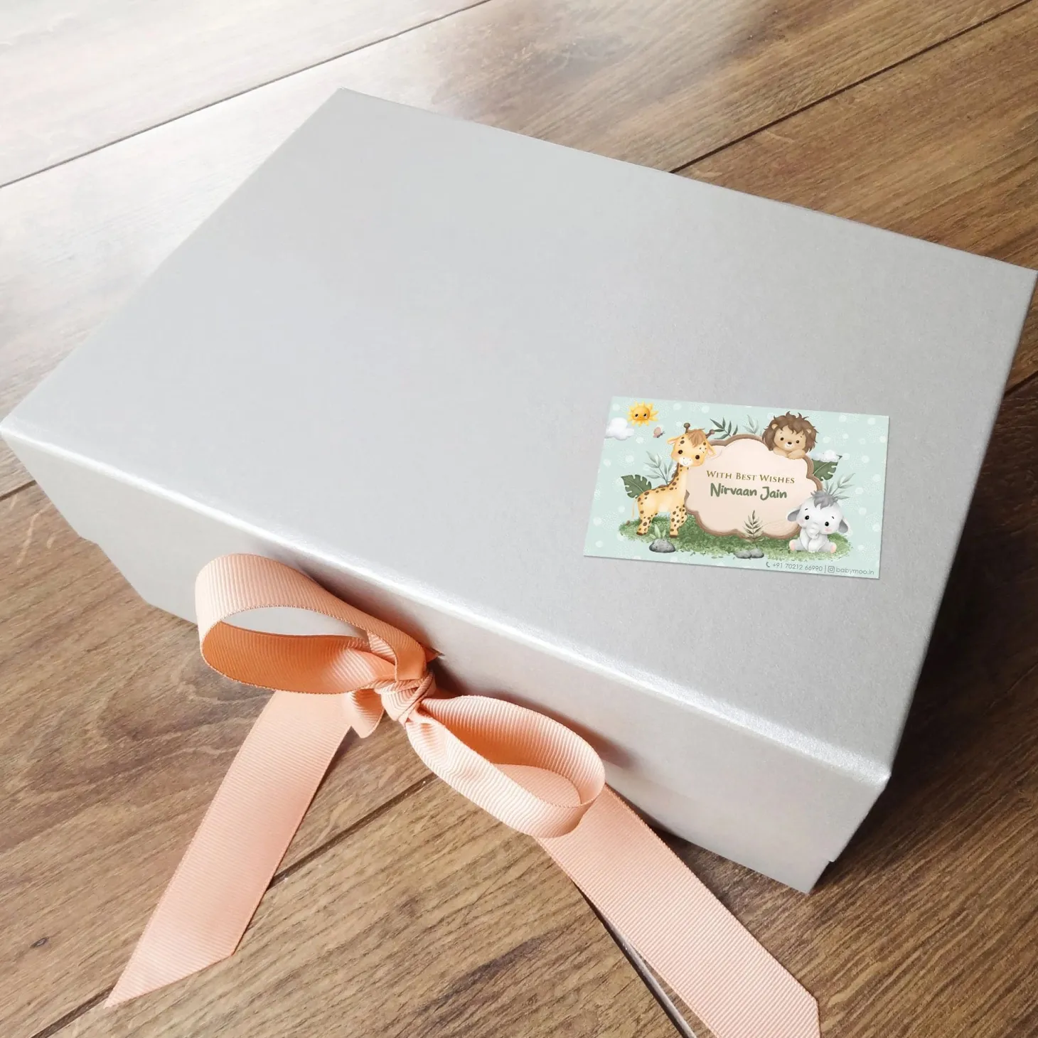 Baby Moo Welcome to Jungle 40 Gift Card Pack Personalised Wish Tags - Mint Green