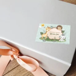 Baby Moo Welcome to Jungle 40 Gift Card Pack Personalised Wish Tags - Mint Green